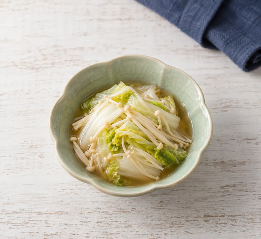 白菜とえのきのレンジ煮びたしの完成イメージ