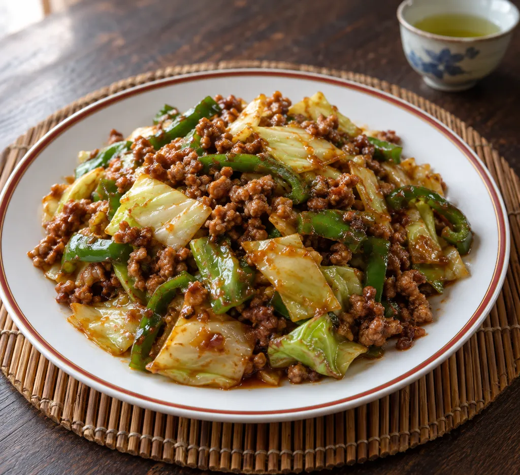 豚ひき肉とキャベツの味噌炒めの完成イメージ