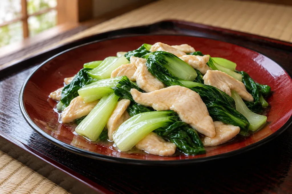鶏むね肉とチンゲン菜の塩炒めの完成イメージ