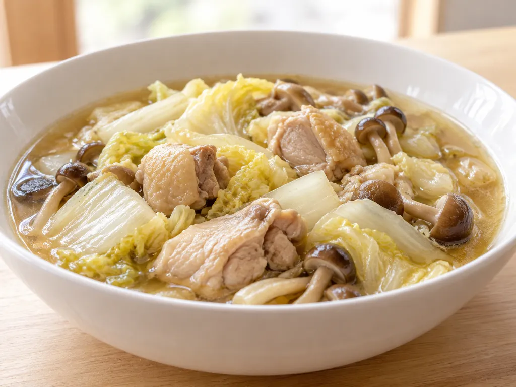 鶏もも肉と白菜の酸菜風鍋の完成イメージ