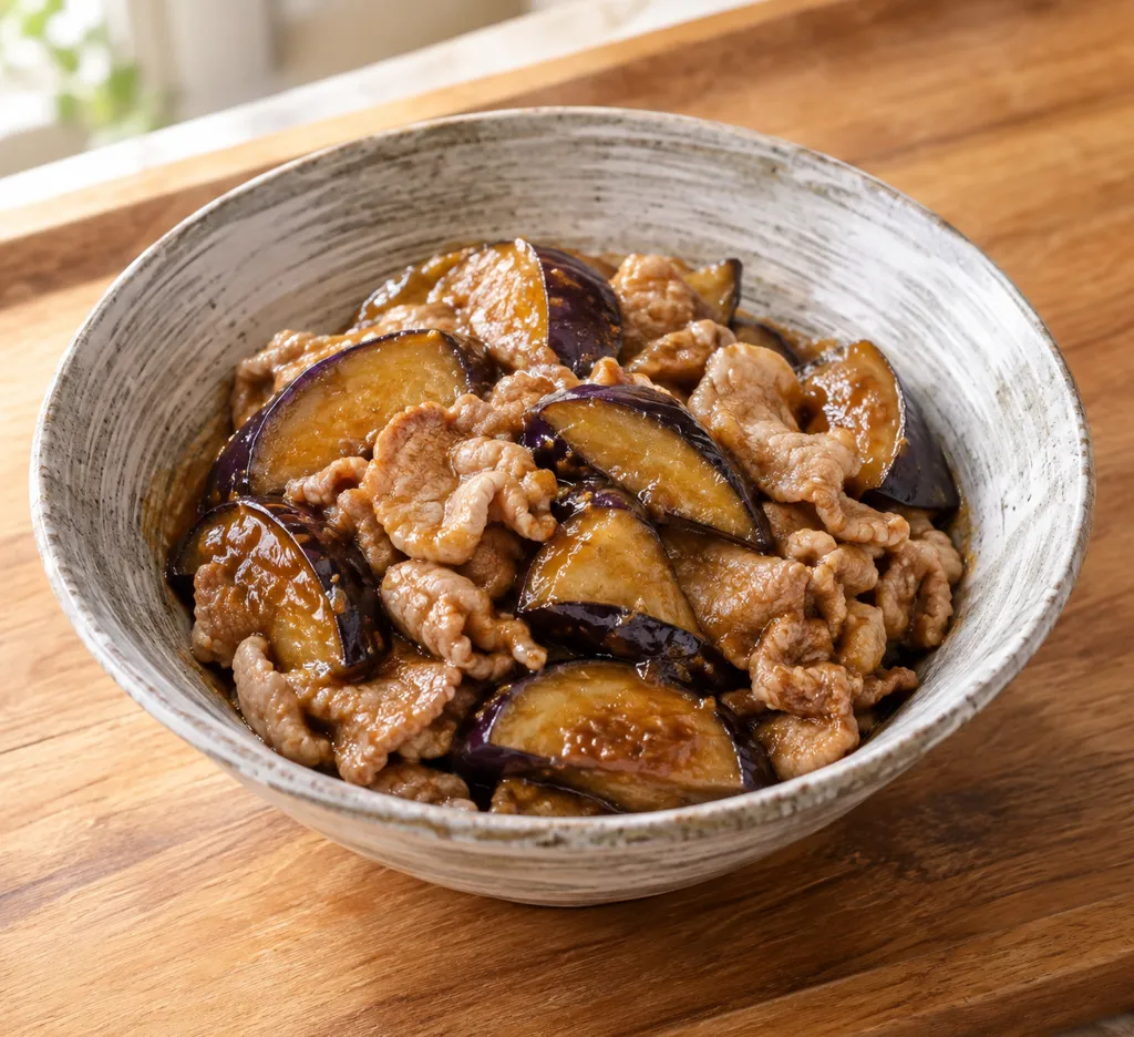 時短豚ロースとなすのごま炒めの完成イメージ