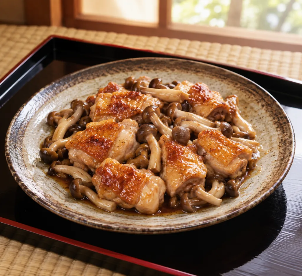 鶏もも肉としめじのバター醤油焼きの完成イメージ