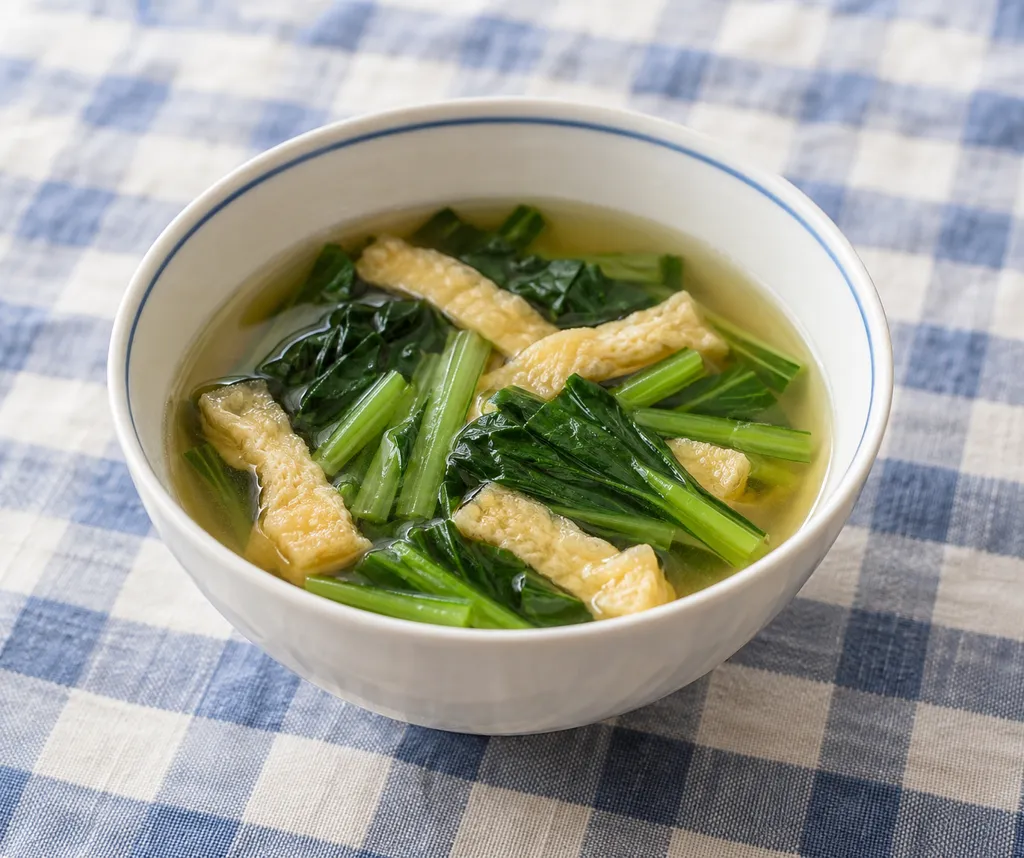 小松菜と油揚げのすまし汁の完成イメージ