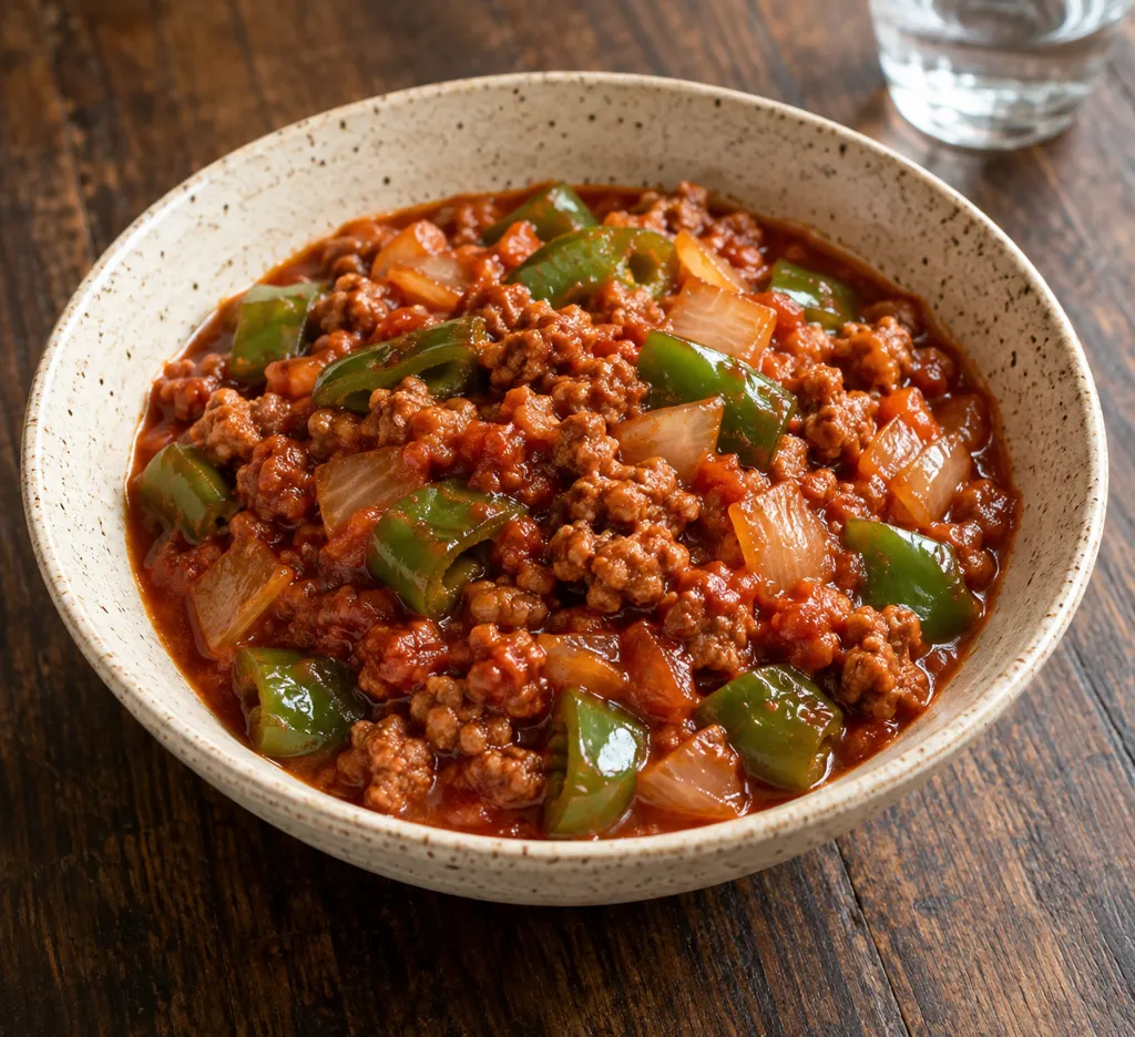 豚ひき肉とピーマンのケチャップ煮の完成イメージ