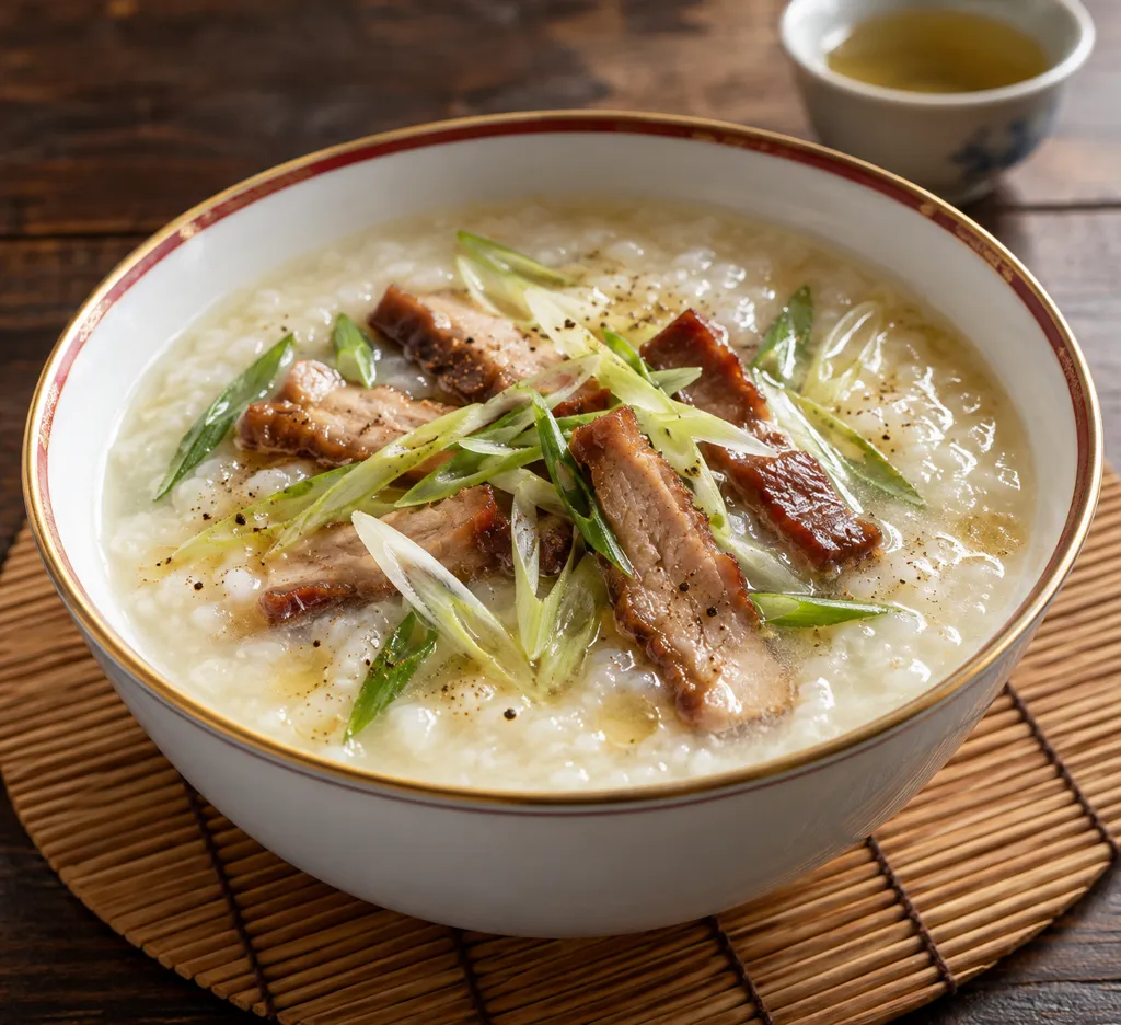 チャーシューとねぎの中華粥の完成イメージ