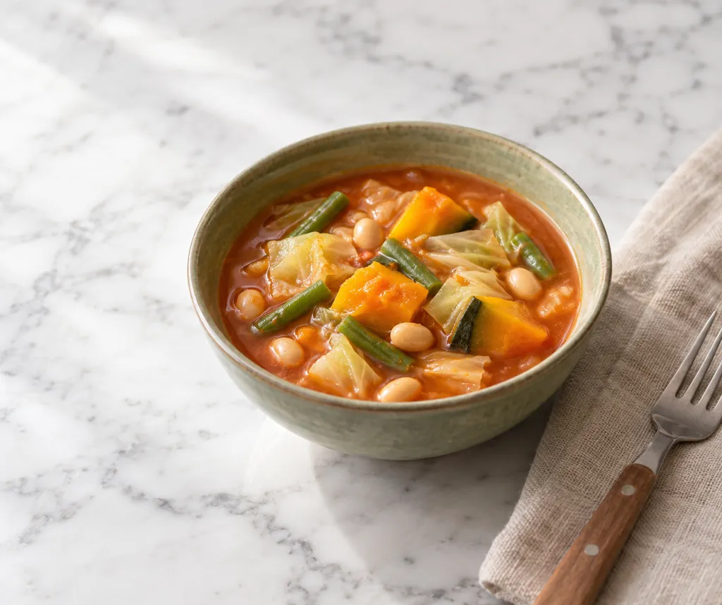かぼちゃと大豆のミネストローネの完成イメージ