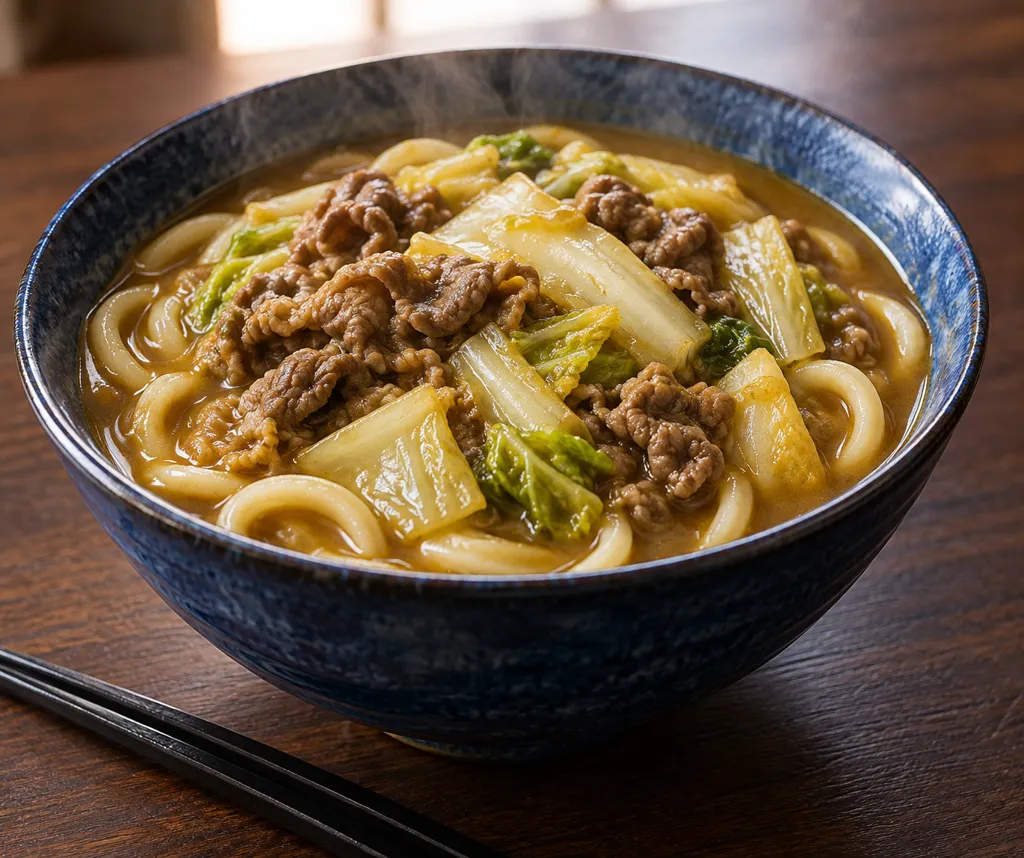 牛こま肉と白菜のカレーうどんの完成イメージ