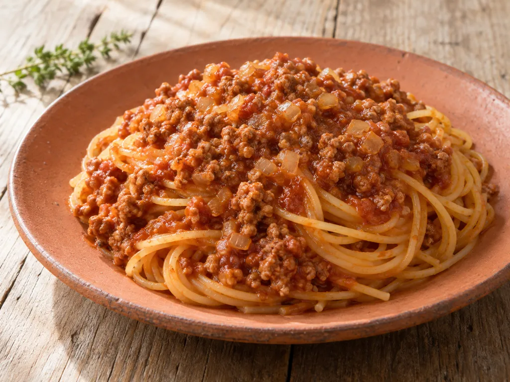 豚ひき肉と玉ねぎのミートソースパスタの完成イメージ