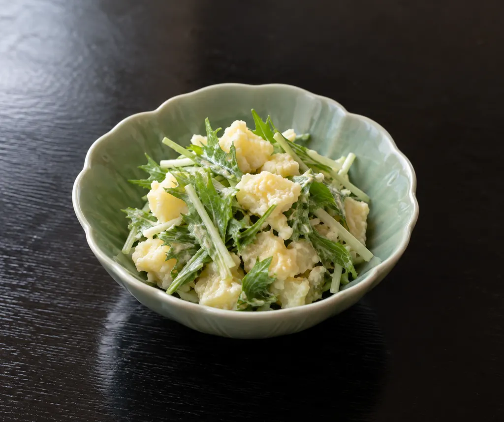 水菜の中華ポテトサラダの完成イメージ