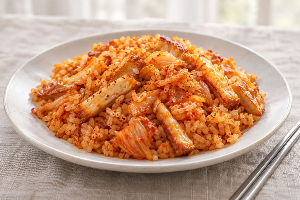 さつま揚げとキムチの炒めごはんの完成イメージ