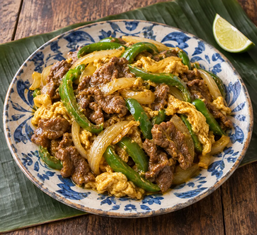 牛こま肉とピーマンのタイ風カレー炒めの完成イメージ