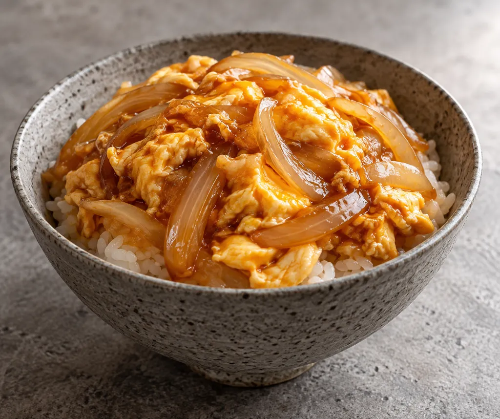 玉ねぎと卵の韓国卵丼の完成イメージ