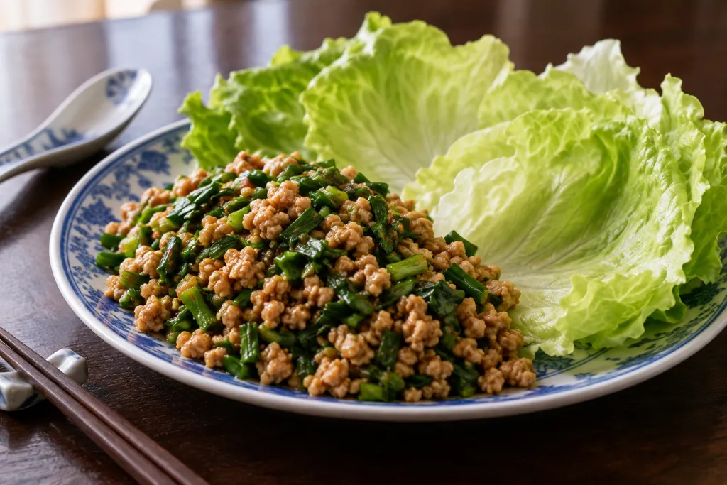 鶏ひき肉とニラの中華レタス包みの完成イメージ