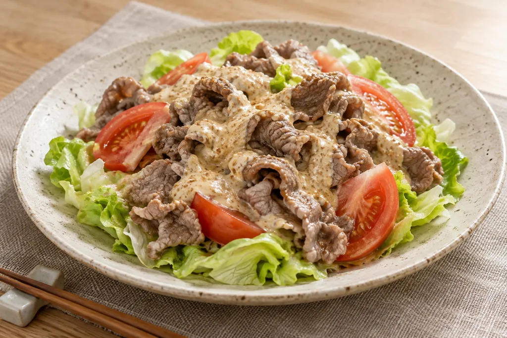 牛肉とレタスのごまだれ冷しゃぶの完成イメージ