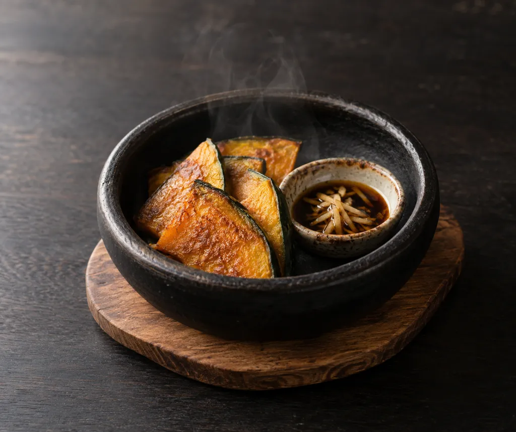 かぼちゃの衣焼き 酢醤油添えの完成イメージ
