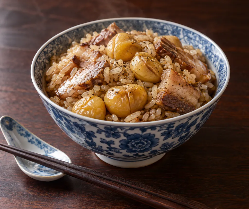 豚バラ肉と栗の中華炊き込みご飯の完成イメージ