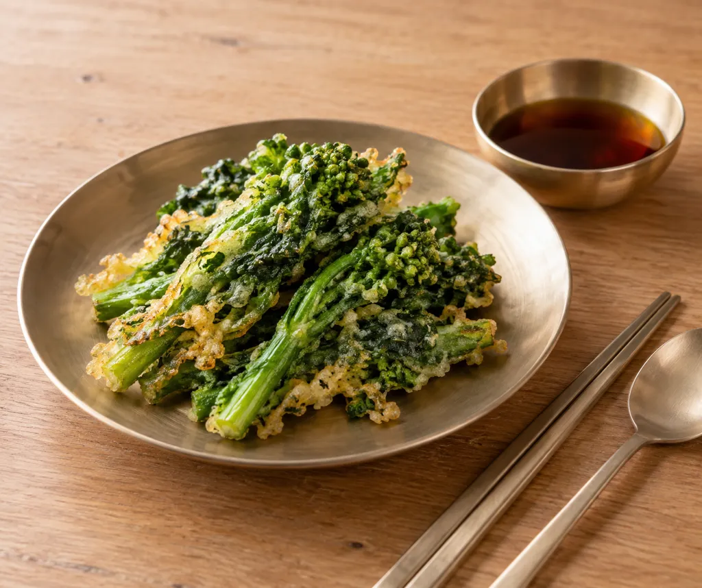 菜の花の衣焼き 甘酢醤油添えの完成イメージ
