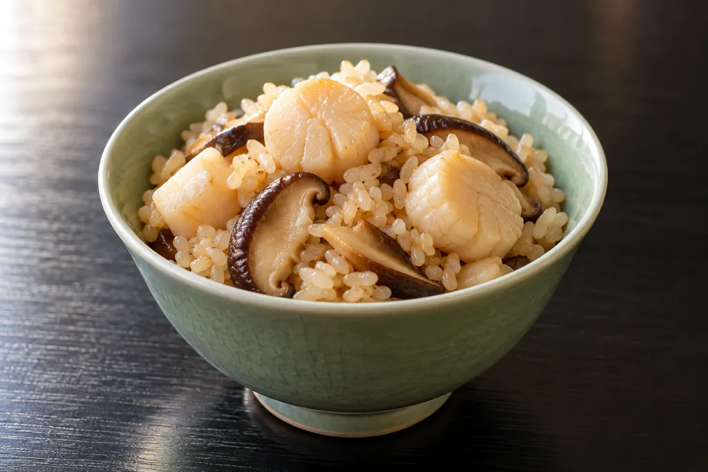 ほたてとしめじの中華炊き込みご飯の完成イメージ
