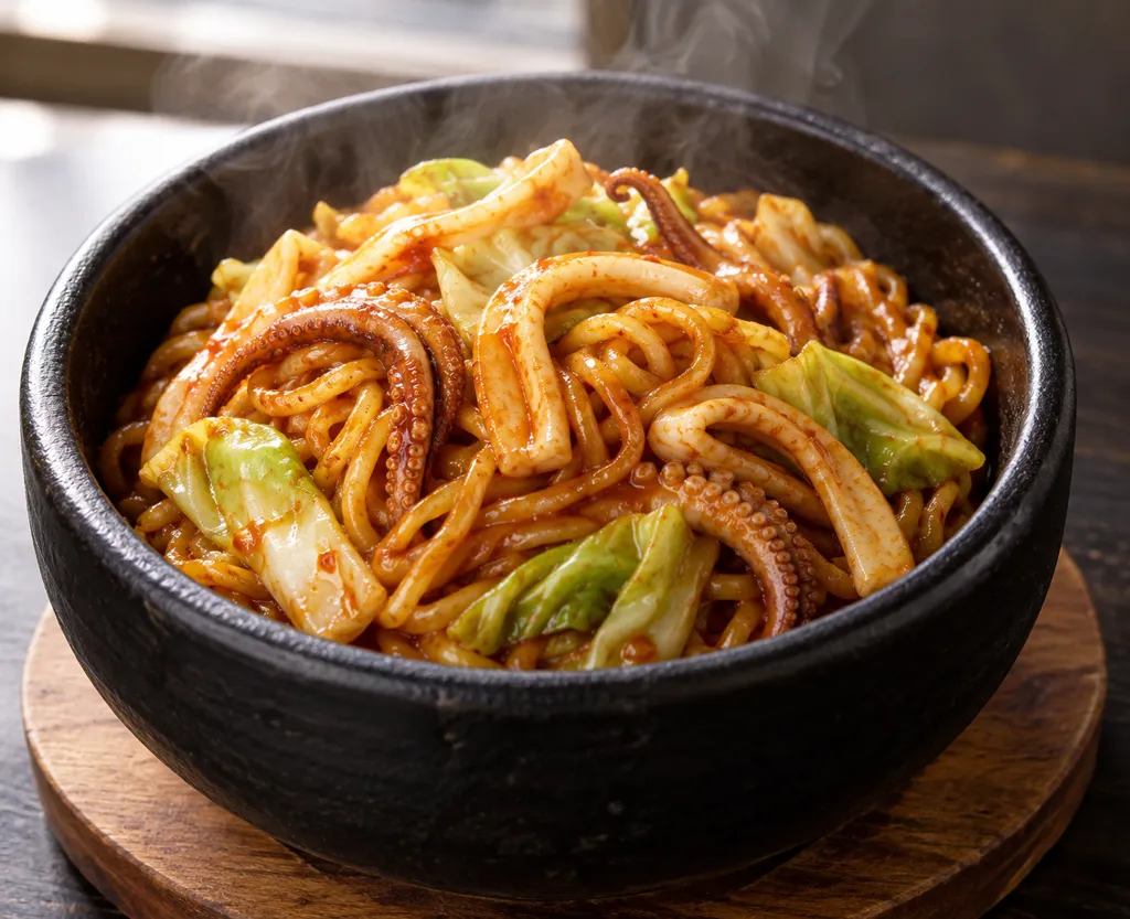 いかとキャベツの焼きそば麺ビビン麺の完成イメージ