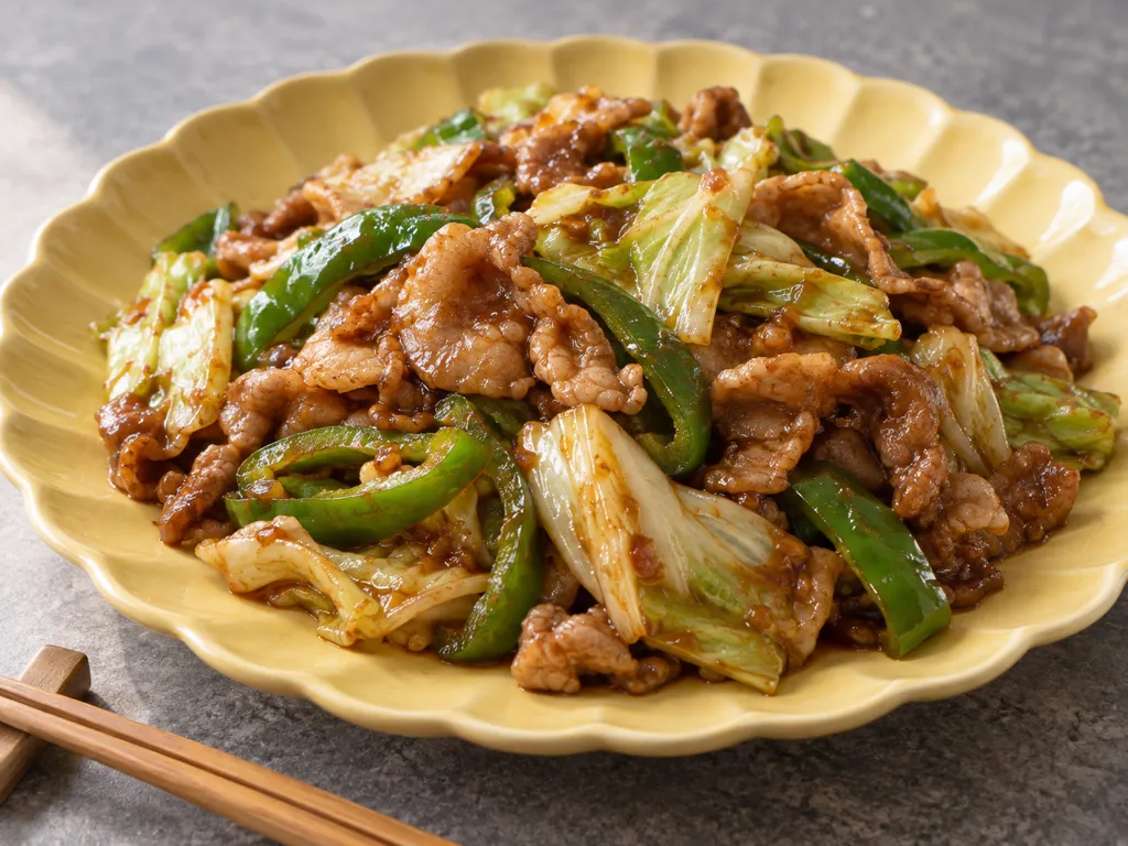 豚こま肉とピーマンの回鍋肉の完成イメージ