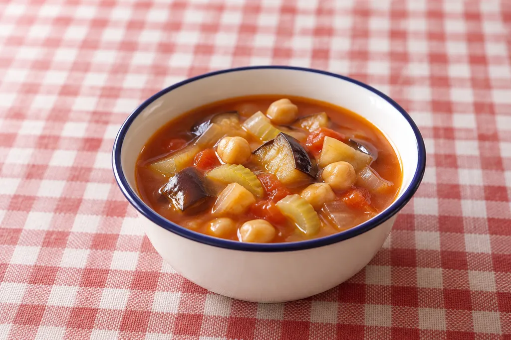 なすとひよこ豆のミネストローネの完成イメージ