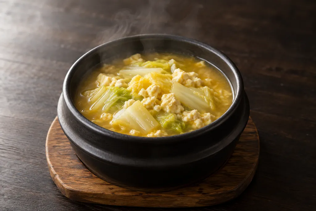 白菜と豆腐のカレー汁の完成イメージ