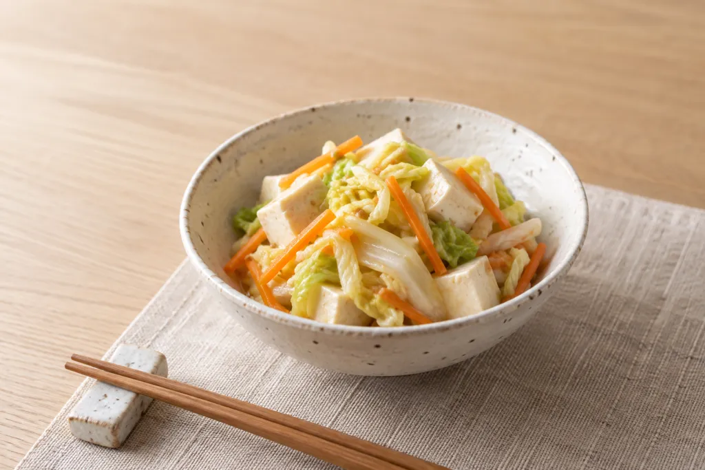豆腐と白菜のにんじん入りサラダの完成イメージ