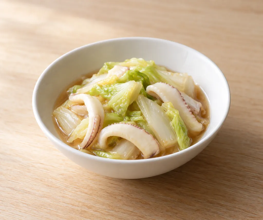 白菜といかの中華蒸しの完成イメージ