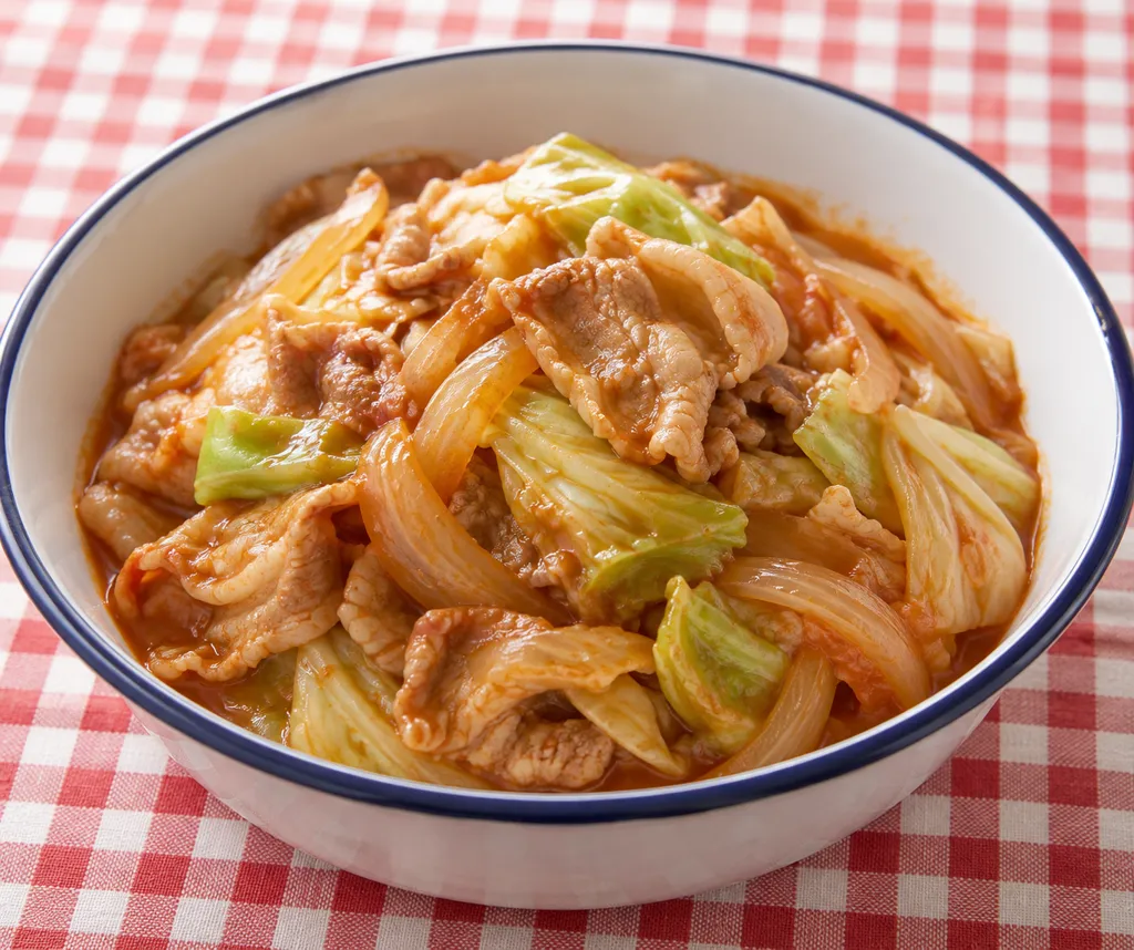 時短豚バラ肉とキャベツのケチャップ煮の完成イメージ