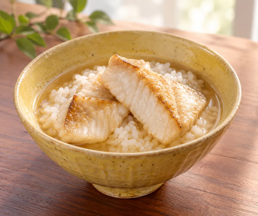 めかじきのしょうがだし茶漬けの完成イメージ