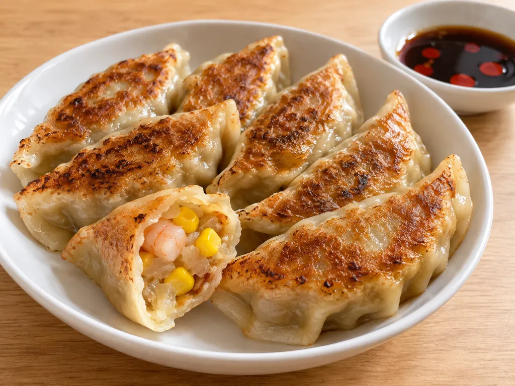 えびと玉ねぎの焼き餃子の完成イメージ