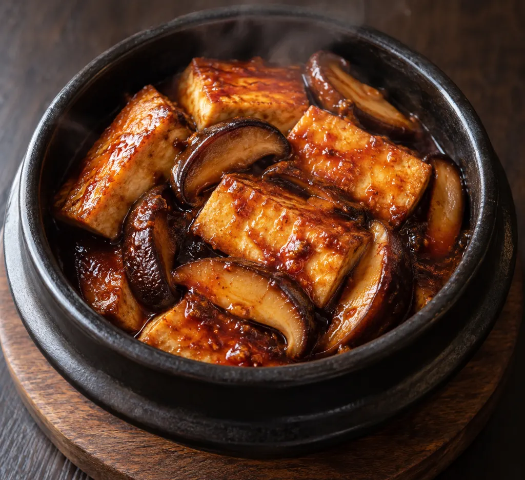 豆腐としいたけの韓国風甘辛焼きの完成イメージ