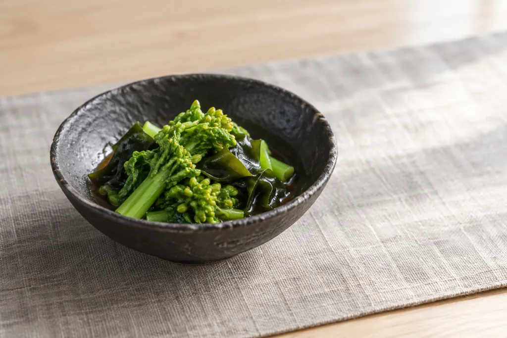 菜の花とわかめの酢の物の完成イメージ