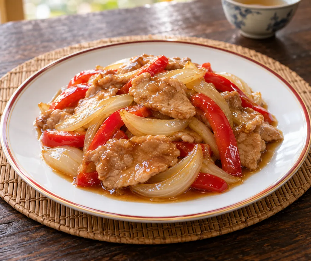 豚ヒレ肉と玉ねぎの甘酢あんかけの完成イメージ