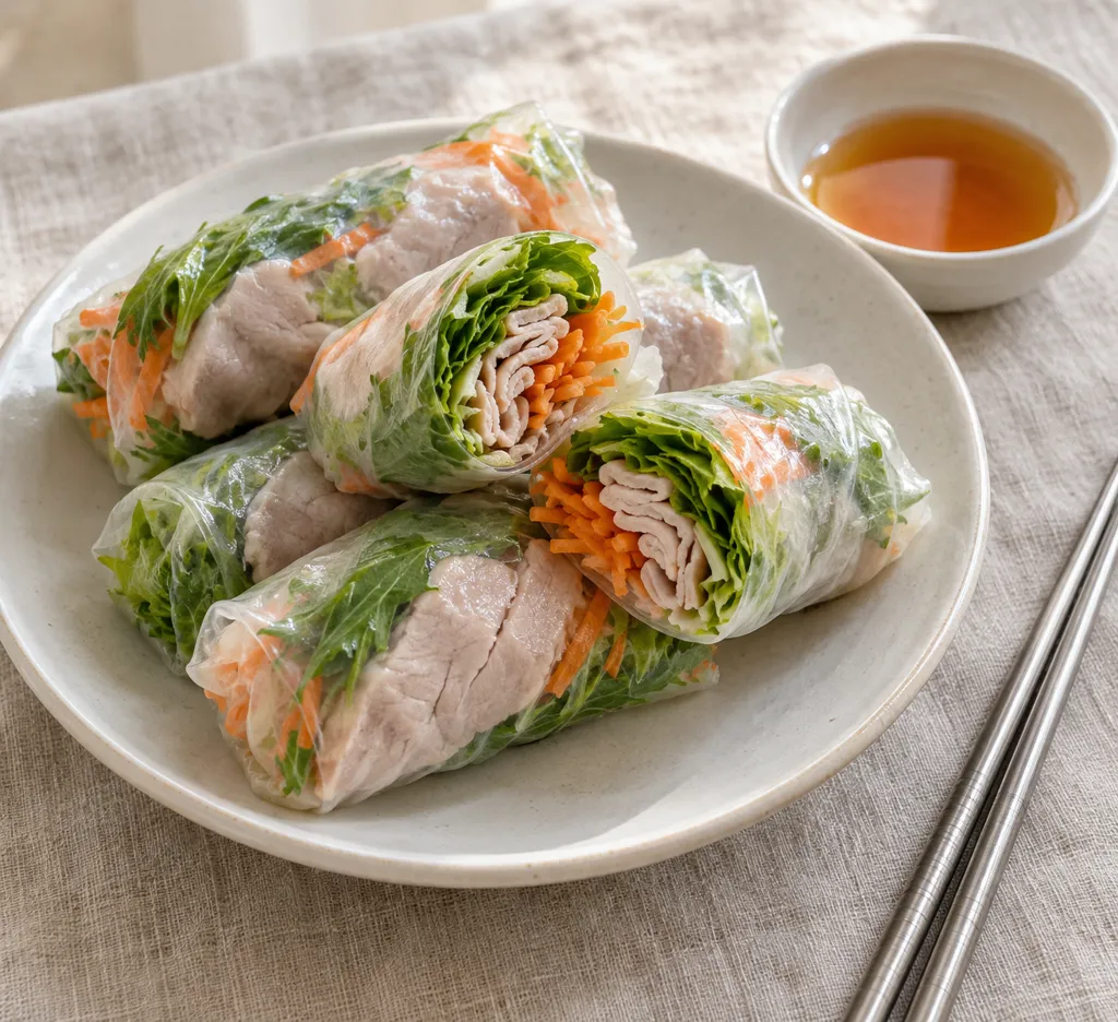 豚ロースと水菜のおかず生春巻きの完成イメージ