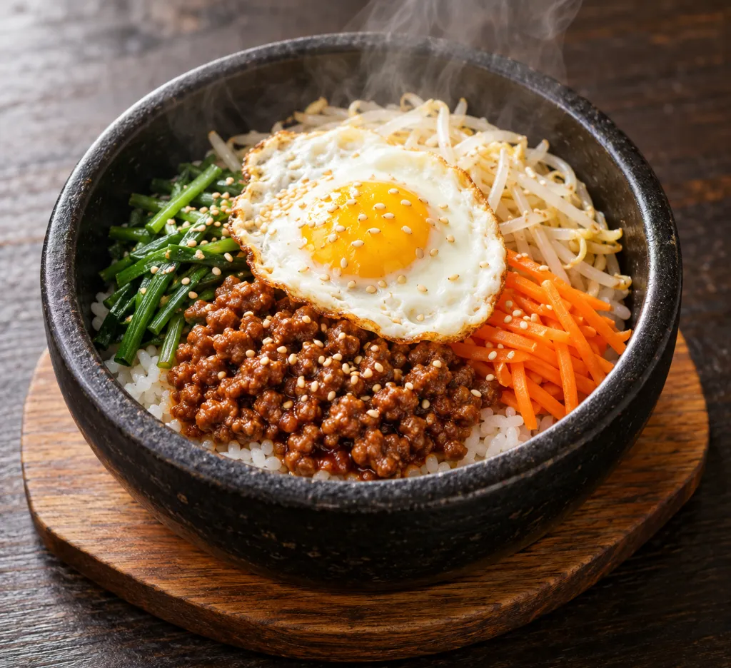 豚ひき肉とニラの彩りビビンバの完成イメージ