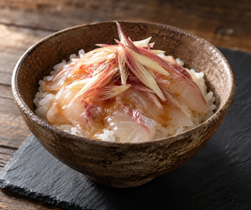 たいとみょうがの海鮮丼の完成イメージ