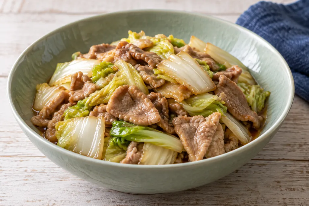豚もも肉と白菜のしょうが醤油炒めの完成イメージ