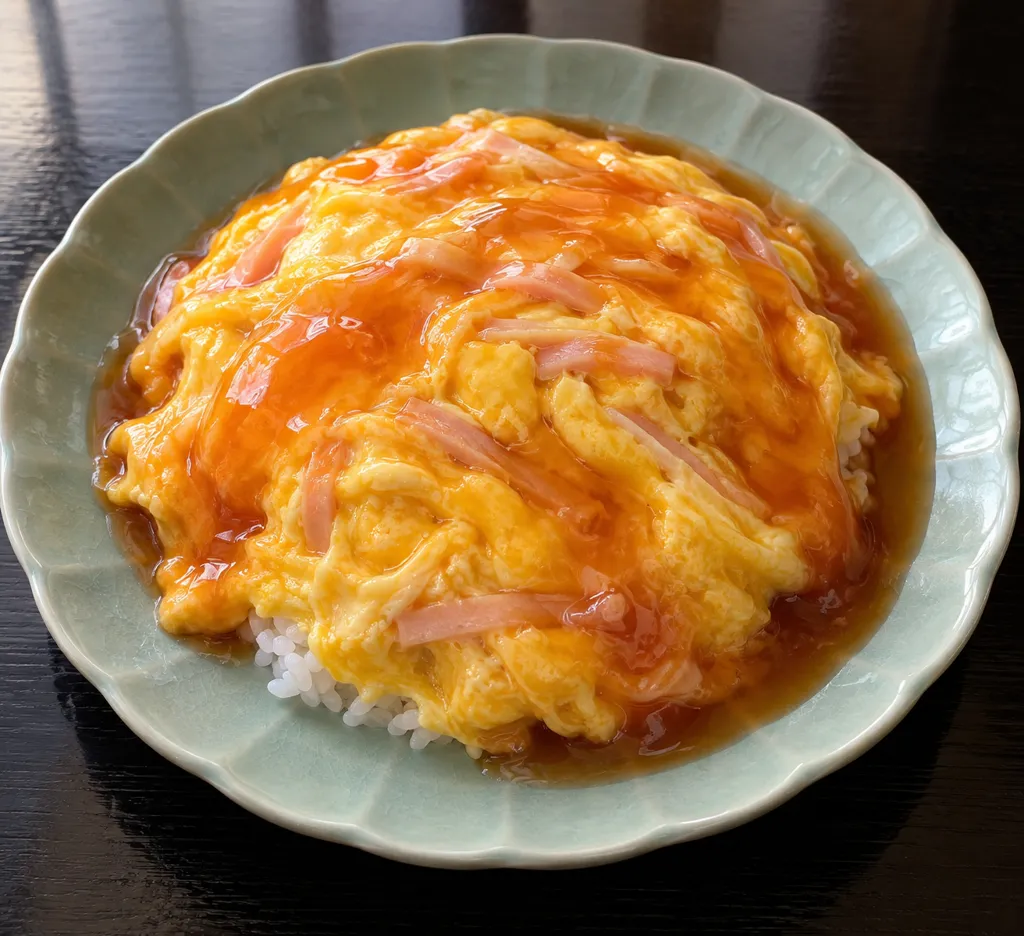 ハムと卵の甘酢天津飯の完成イメージ
