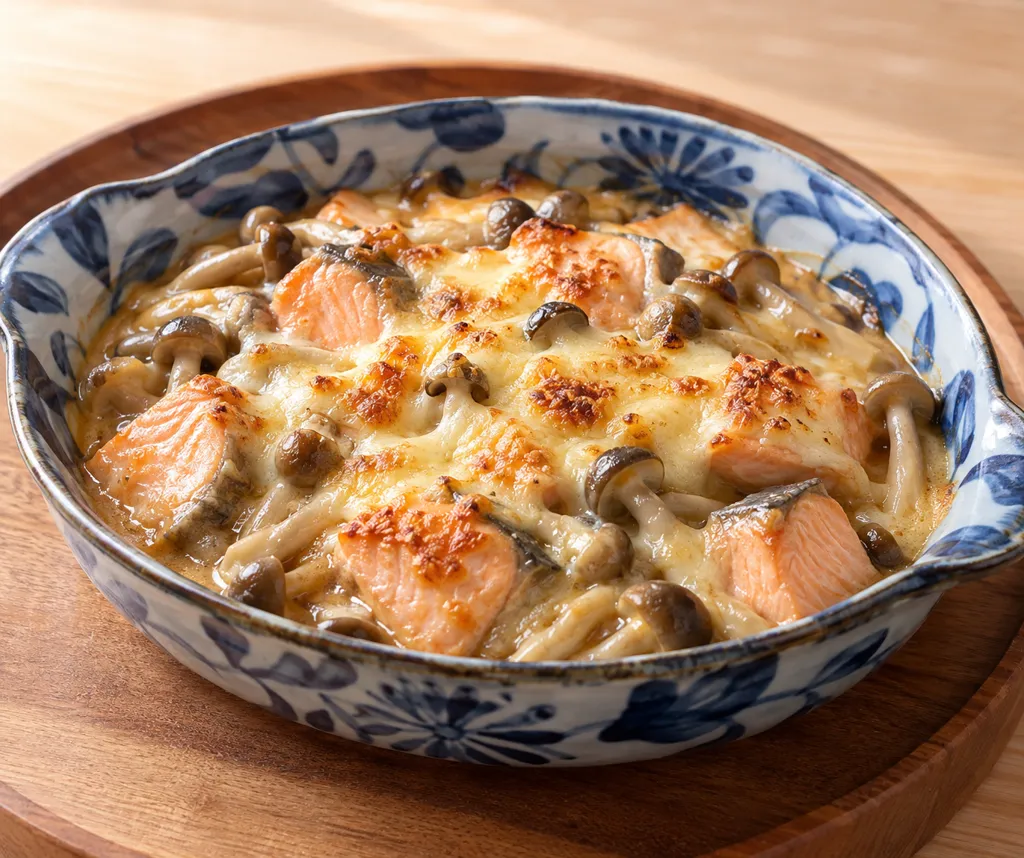 鮭としめじの味噌チーズ焼きの完成イメージ