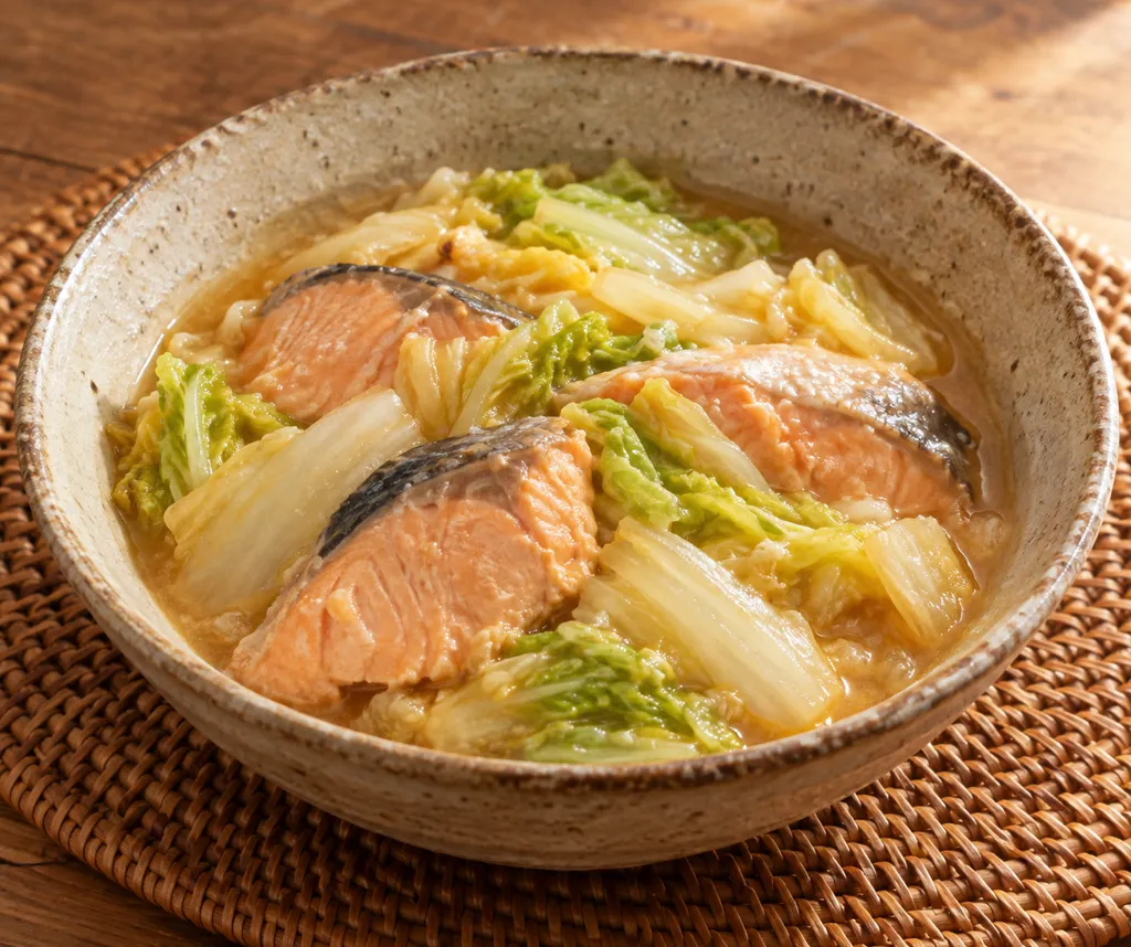 鮭と白菜のやさしい味噌煮込みの完成イメージ