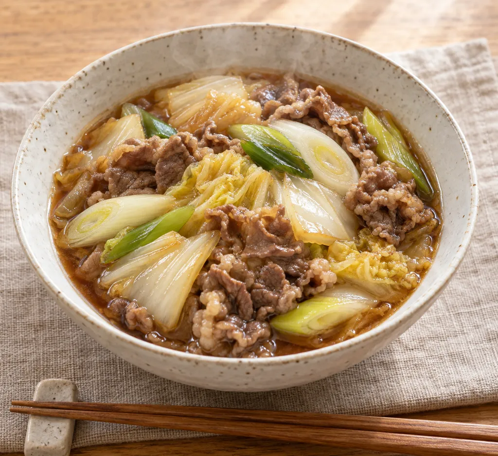 牛こま肉と白菜のすき煮の完成イメージ