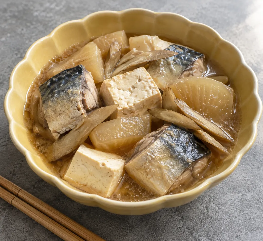 さばと豆腐の味噌中華寄せ煮の完成イメージ