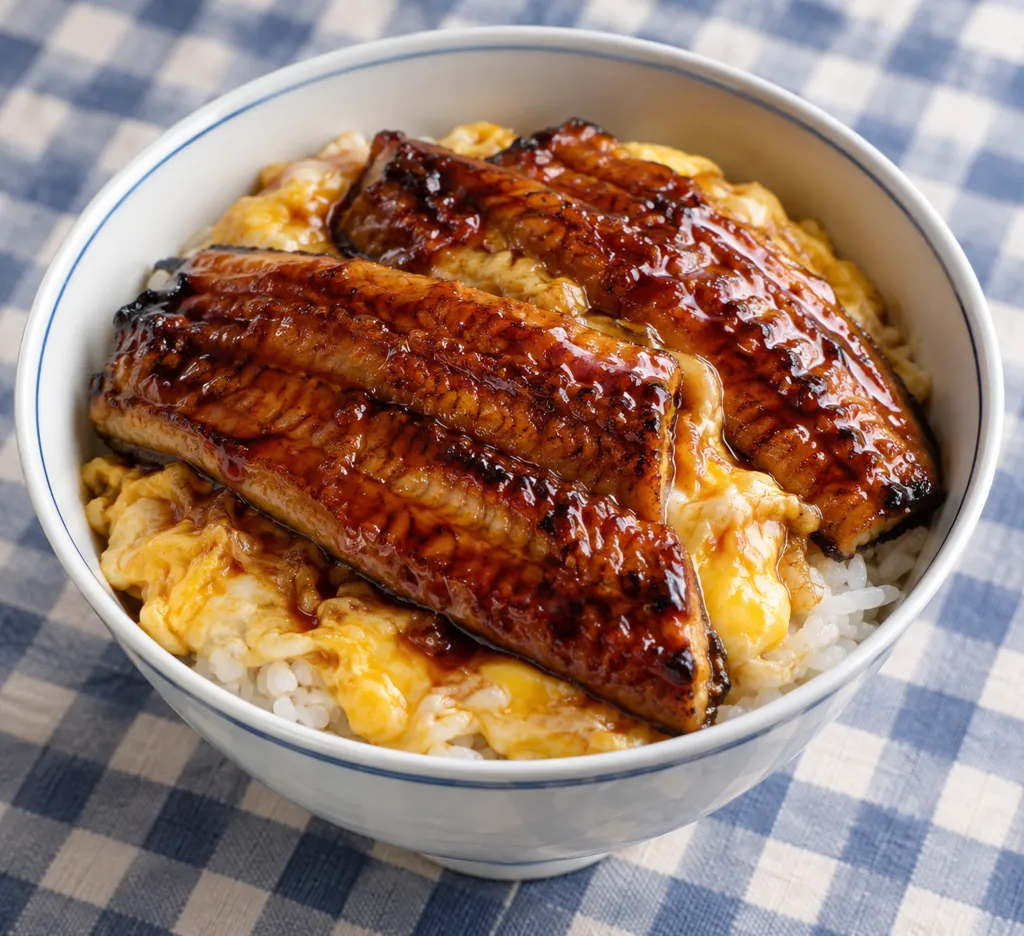 うなぎと卵の照り焼き丼の完成イメージ