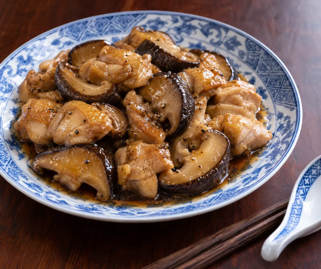 鶏もも肉としいたけの中華蒸し鶏の完成イメージ