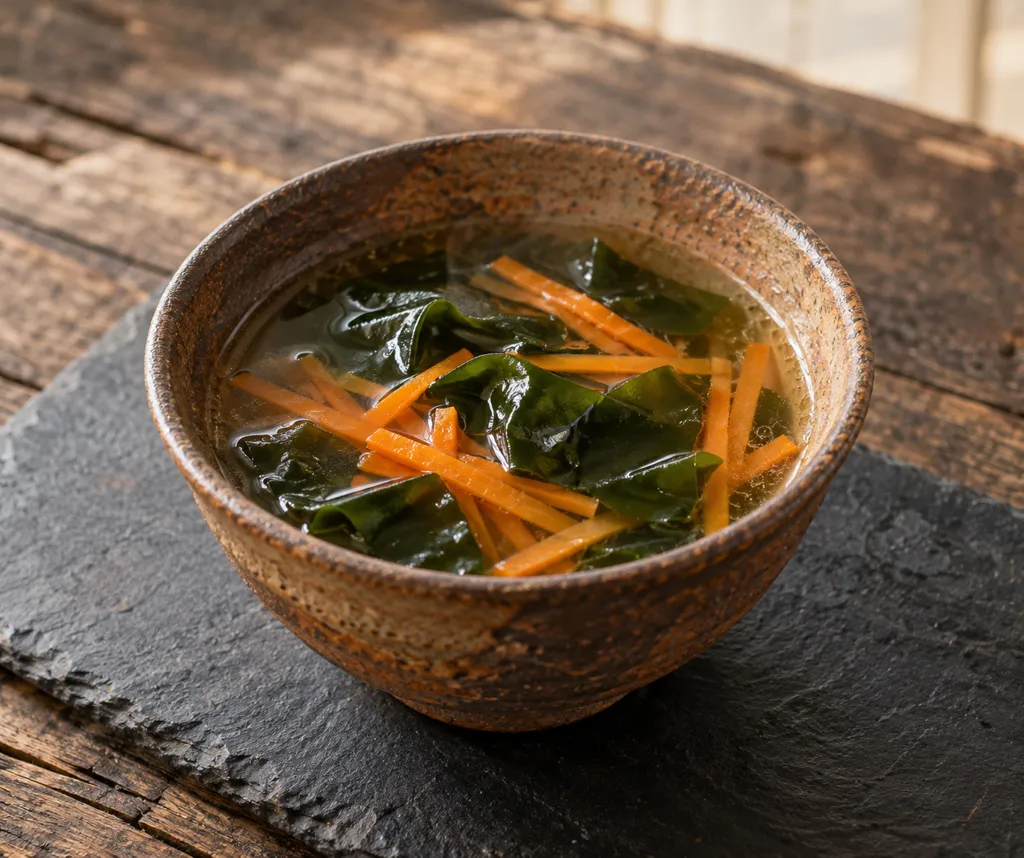 生わかめとにんじんのあっさりスープの完成イメージ