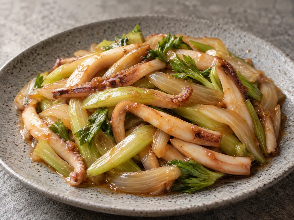 いかとセロリの甘辛炒めの完成イメージ