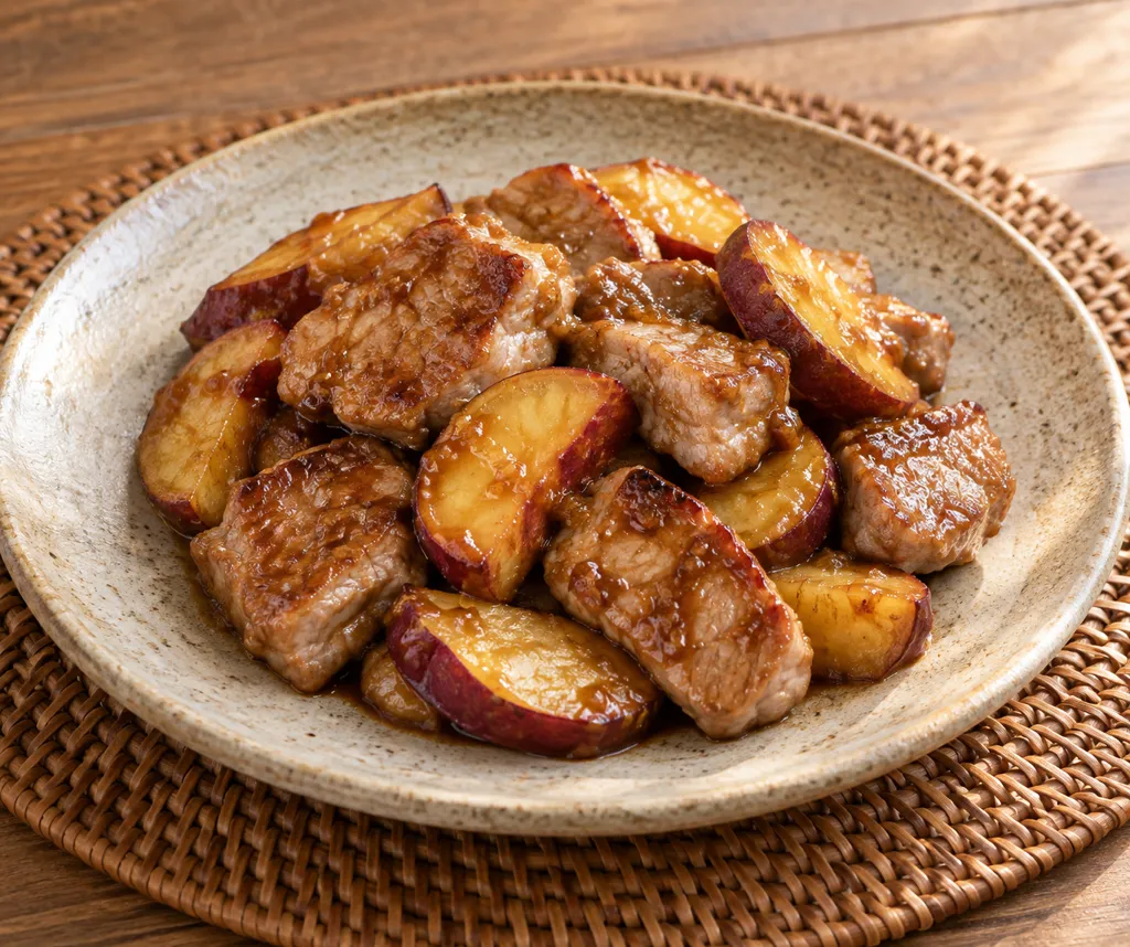 豚ヒレ肉とさつまいもの味噌焼きの完成イメージ