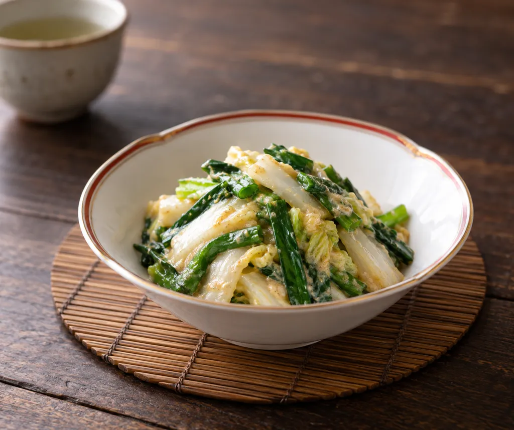 白菜とニラの中華ごま味噌和えの完成イメージ