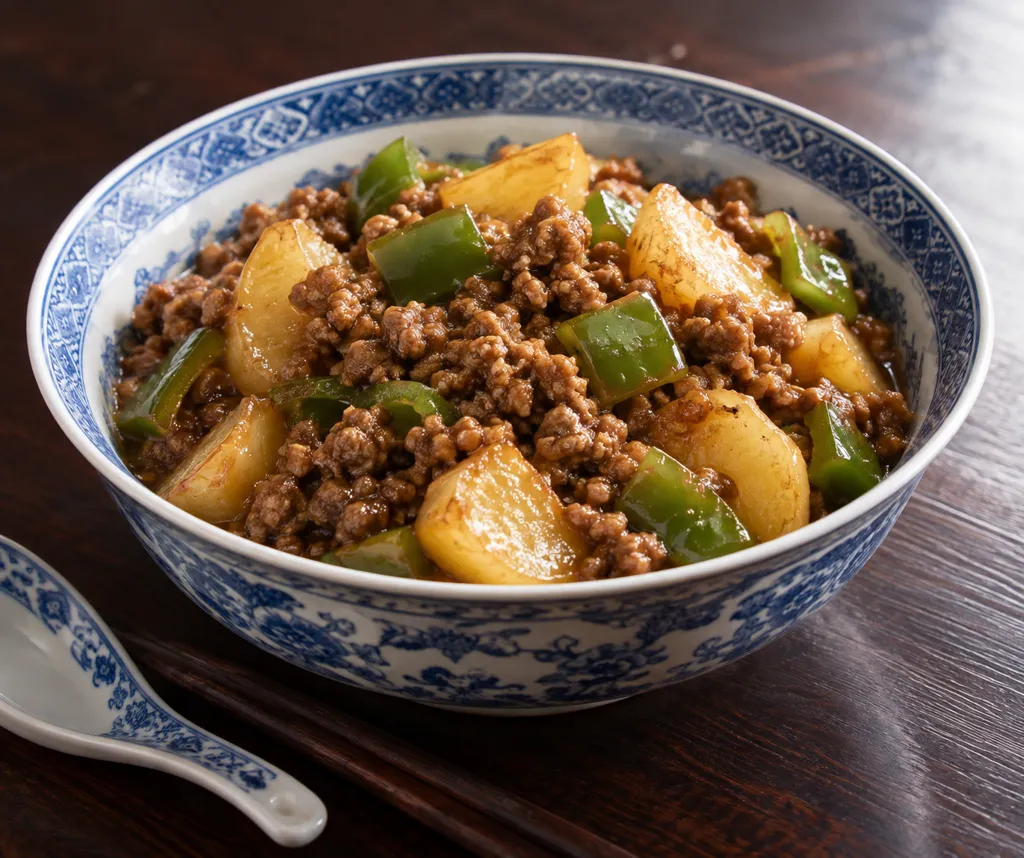 合いびき肉とじゃがいもの中華そぼろ煮の完成イメージ